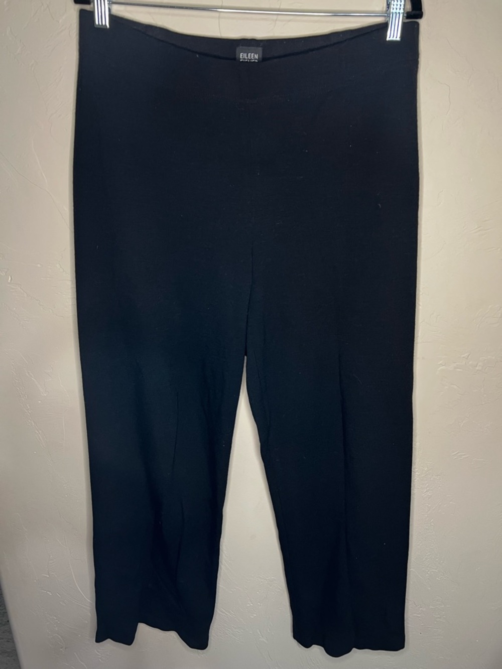 Eileen Fisher Lantern Viscose Wool Black Wide-Leg Pull-On Pants - Picture 4 of 9